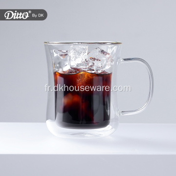 Tasse en verre à double paroi à haute teneur en borosilicate de café classique
